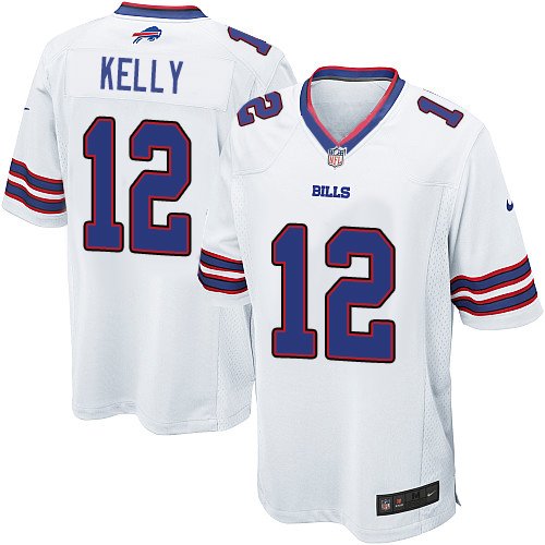 Men's Game Jim Kelly Nike Jersey White Road - #12 NFL Buffalo Bills